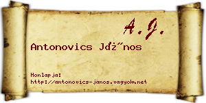 Antonovics János névjegykártya